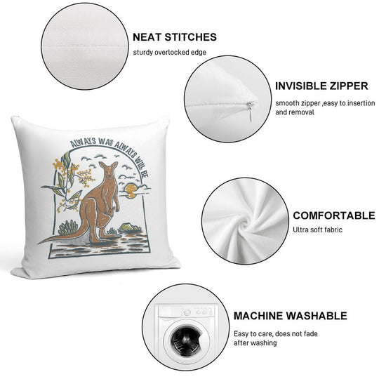 Vintage Style Kangaroo  Always Was Always Will Be Soft Short Plush Fabric Throw Pillow