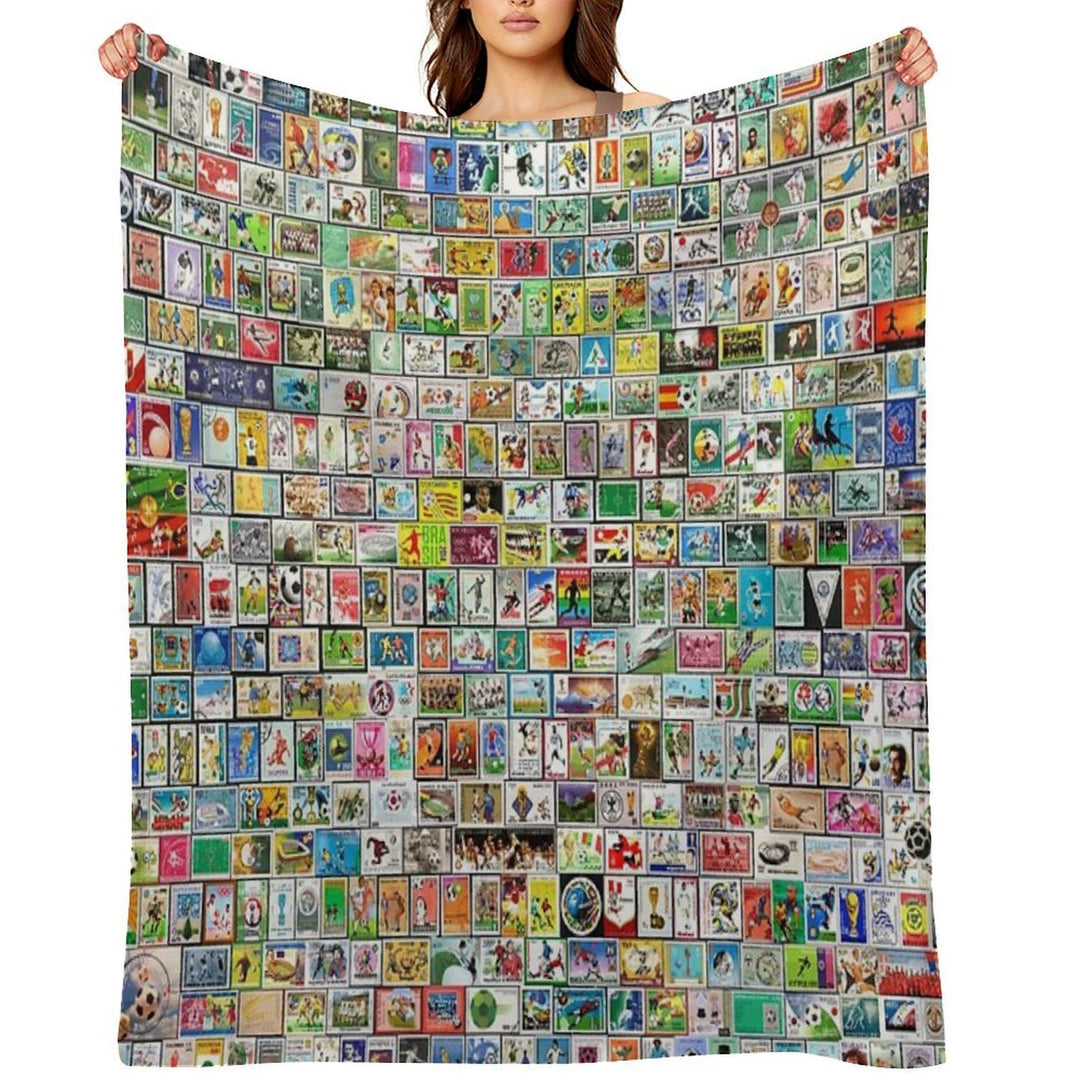 Soccer Stamps Lightweight Throw Blanket
