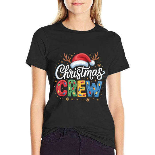 Christmas Crew Matching Family Xmas Party Men Women Kids  Oversized Silhouette T-Shirt