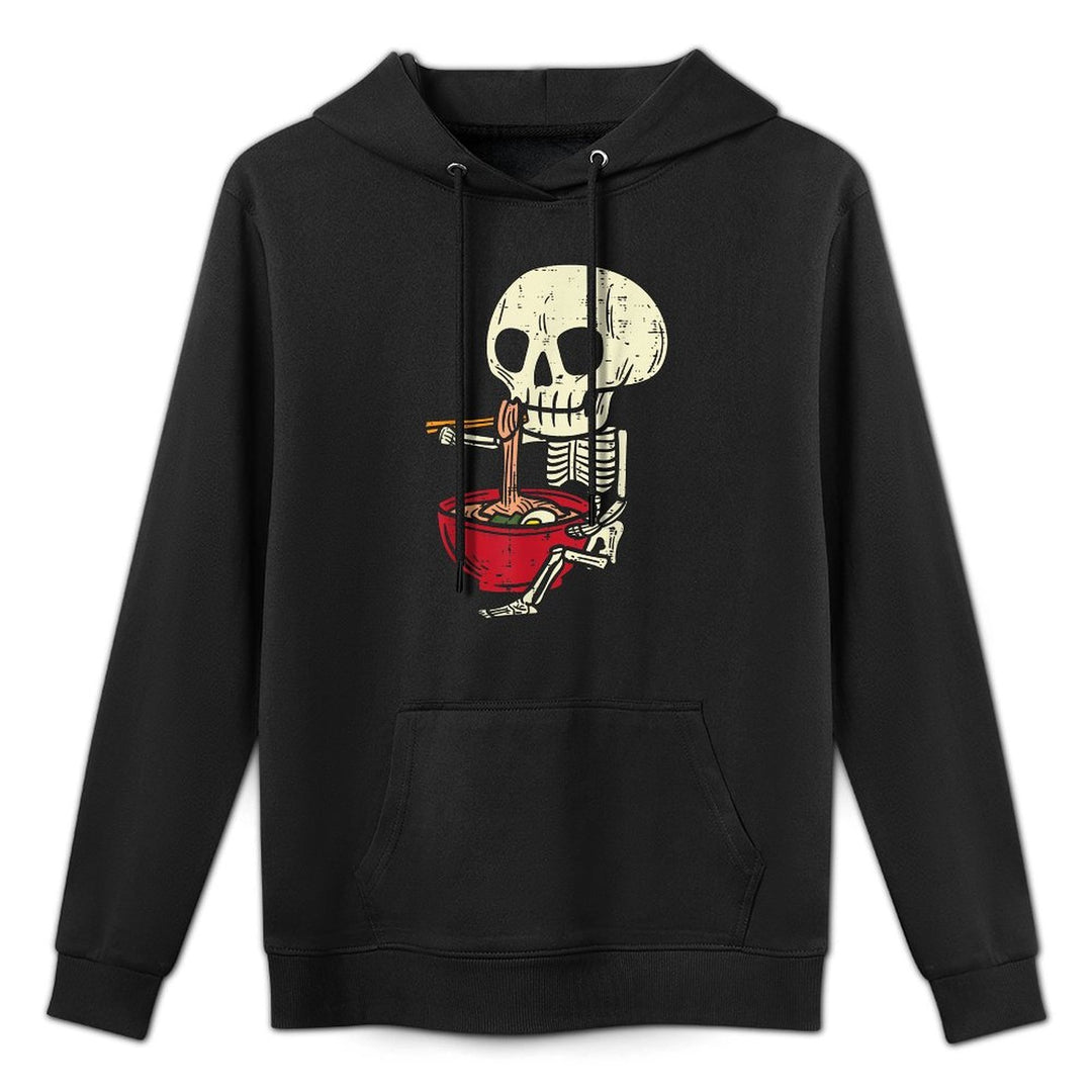 Skeleton Skull Eating Ramen Cute Anime Halloween Boys Girls Kangaroo Pocket Hoodie