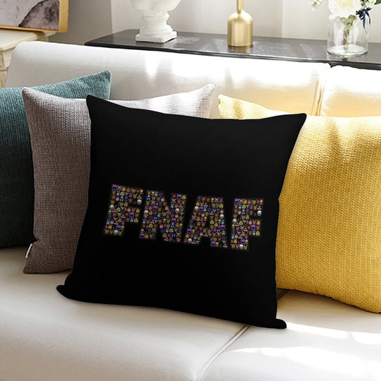 Five Nights at Freddy's - Pixel Art - FNAF Typography Black BG Soft Gift Ready Throw Pillow