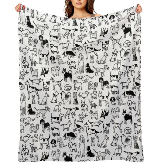 Black And White Dogs Pattern Eco-conscious Throw Blanket