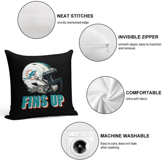 Miami Dolphins Helmet Soft Luxury Feel Throw Pillow
