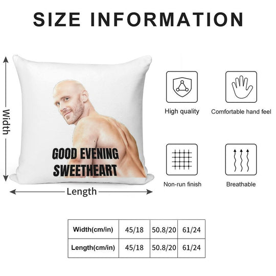 Johnny Sins Good Evening Sweetheart Soft Short Plush Fabric Throw Pillow