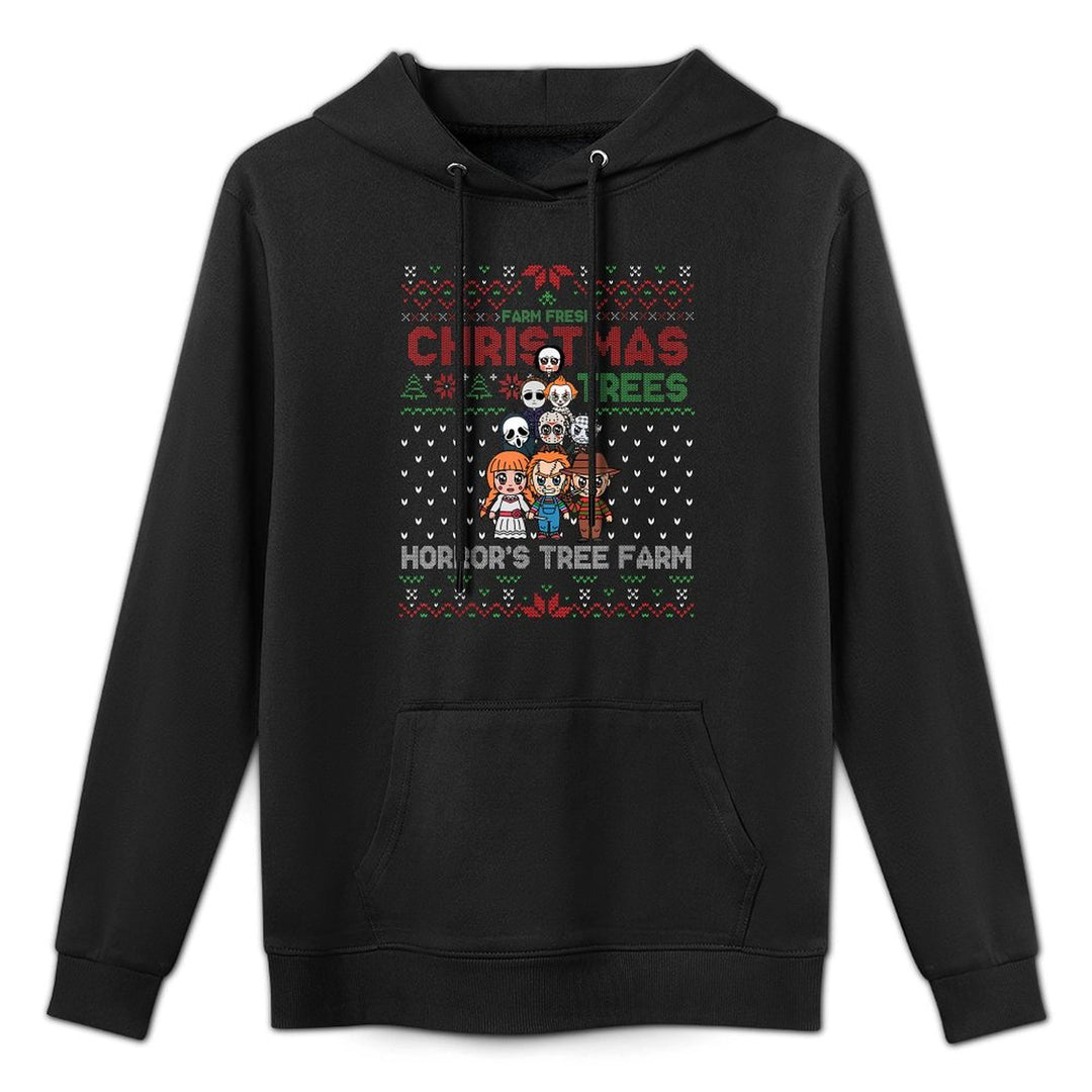 Christmas Trees Horrors Tree Farm, Scary Characters Xmas Colorfast Hoodie