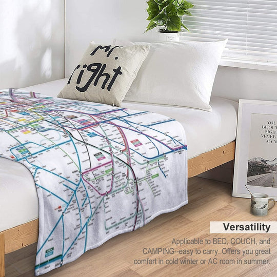London AllRail Map Lightweight Throw Blanket
