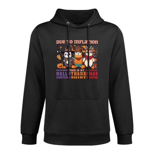 Due To Inflation Halloween Thanksgiving Ugly Christmas Llama Sweatshirt Machine Washable Hoodie