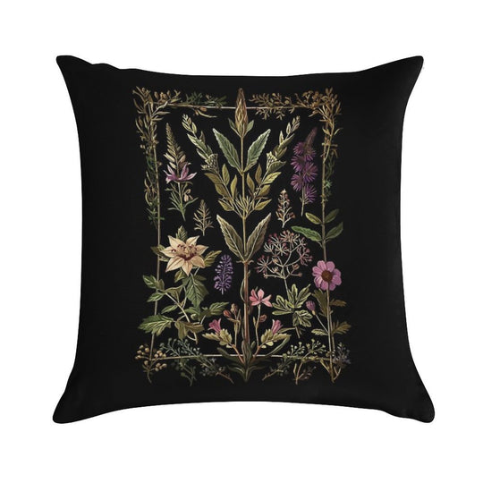 Dark Victorian Witch Herbs Soft Shrink-Resistant Throw Pillow