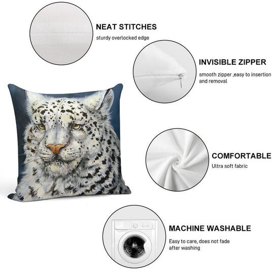 Snow Leopard Soft Hidden Zipper Throw Pillow