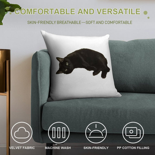 Black Cat Soft Warmth Comfort Throw Pillow