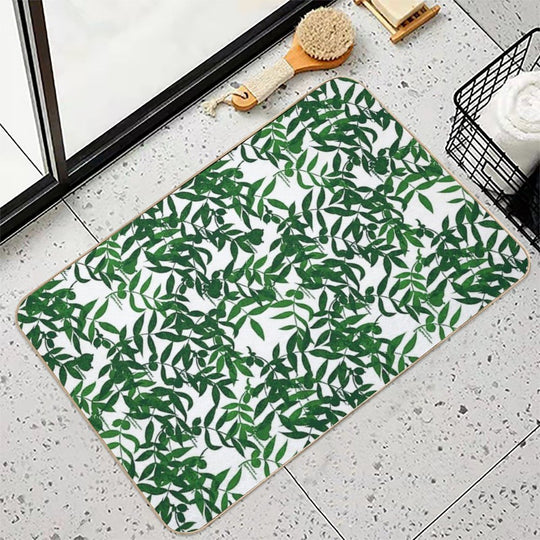 Hickory Haven - White & Green  Multi-Purpose Bath Mat