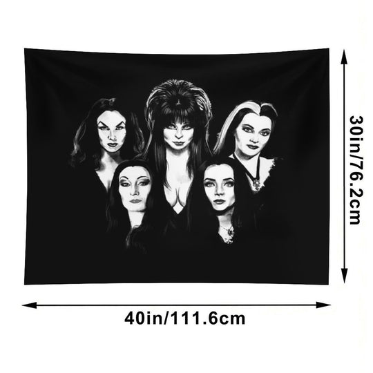 Goth Queens - Elvira, Vampira, Lily, Morticia Tapestry