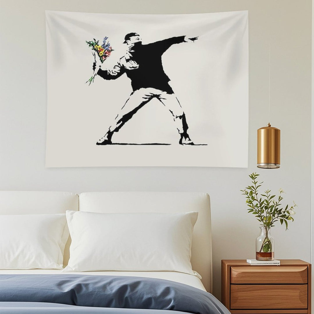 Banksy - Flower Thrower Tapestry