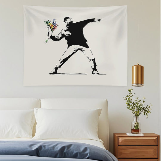 Banksy - Flower Thrower Tapestry