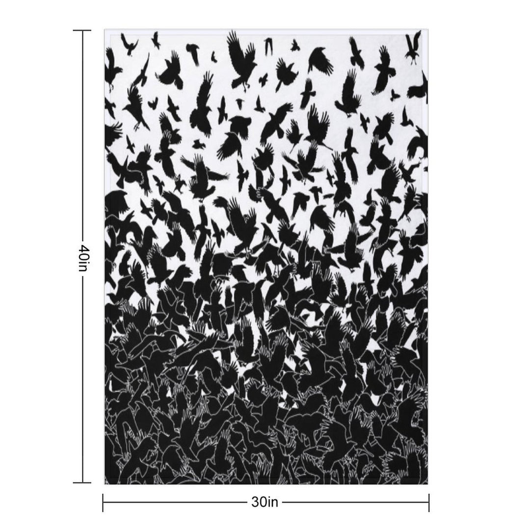Raven Crow Flying Birds Abstract Goth Halloween Pattern Velvety-soft Throw Blanket