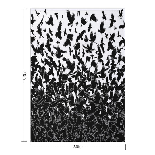 Raven Crow Flying Birds Abstract Goth Halloween Pattern Velvety-soft Throw Blanket