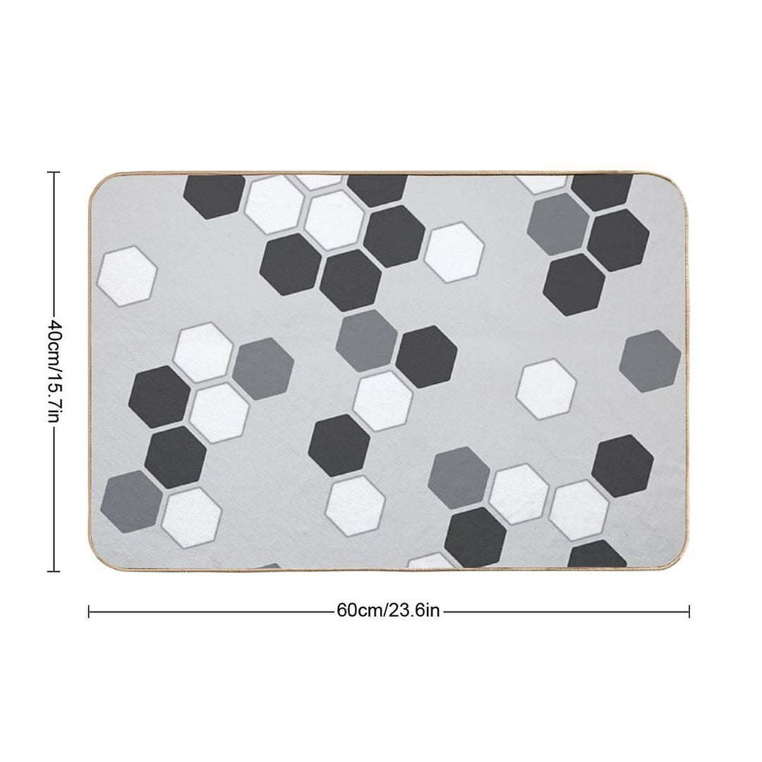 Hexagons in Gray  Eco-Friendly Bath Mat