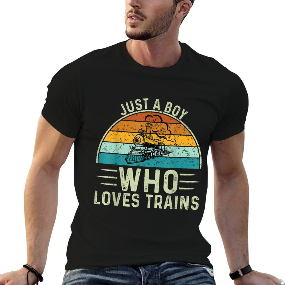 Just A Boy Who Loves Trains  Eco-friendly Material T-Shirt