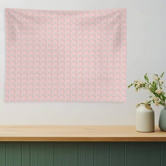 Cute Bunny Teacup Seamless Pattern Pretty Pink Tapestry