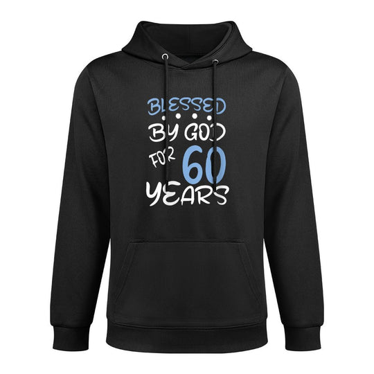 Womens Vintage Blessed by God for 60 Years Happy 60th Birthday Medium-Weight Fabric Hoodie