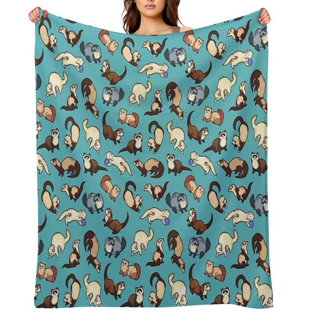 Cat Snakes in Blue Sustainable Throw Blanket