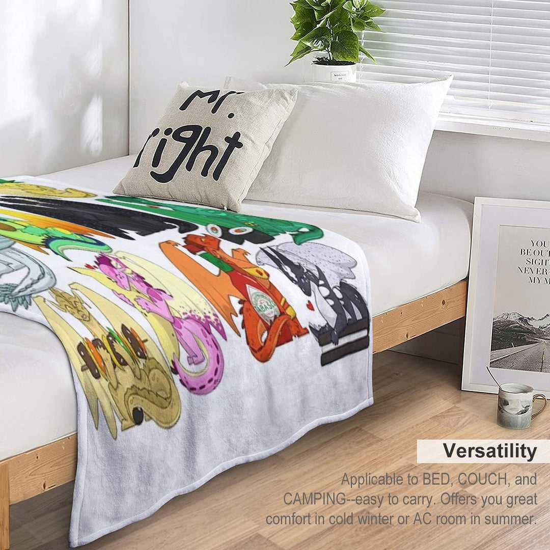 Wings of Fire Chibis with FOOOOD Velvety-soft Throw Blanket