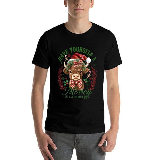 Have Yourself A Mooey Little Christmas Highland Cow Santa Sweatshirt  Soft T-Shirt