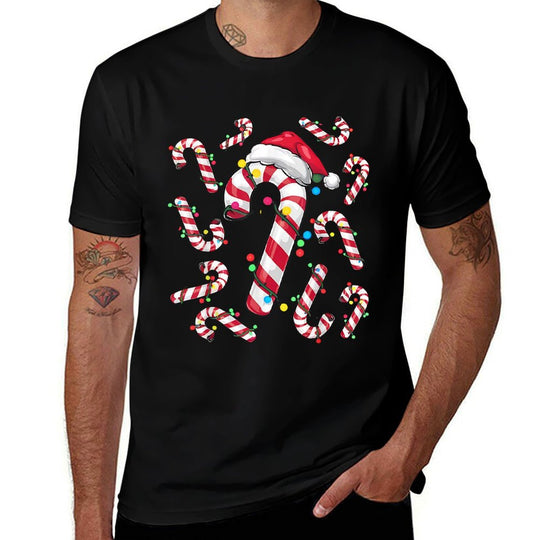 Red And White Christmas Candy Cane Santa Lights Christmas  Vintage-inspired T-Shirt