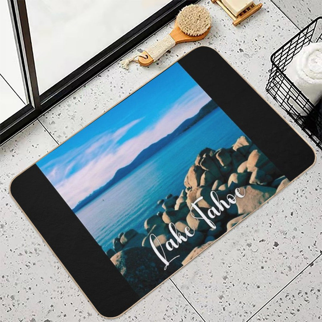 Nature's Palette Blue Elegance at Lake Tahoe's Shoreline  Long-Lasting Bath Mat