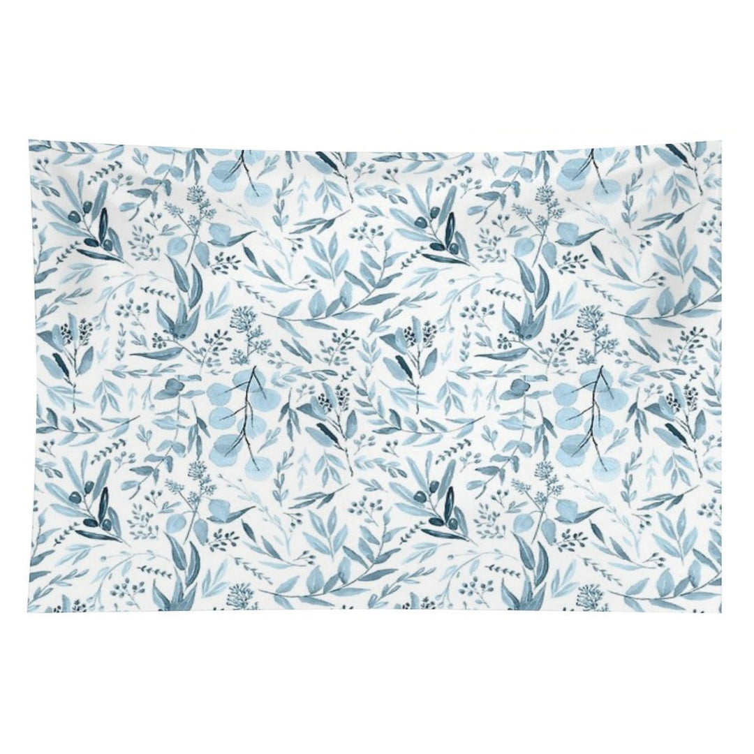 Little Blue Eucalyptus Leaves Botanical Pattern Tapestry