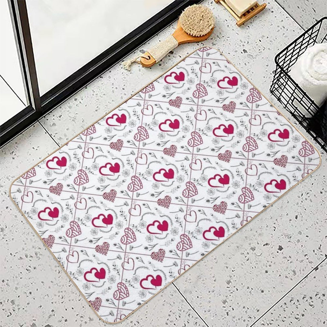 Red & White Hearts Galore  Fade-Resistant Bath Mat