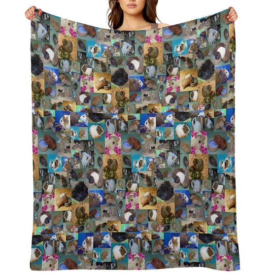 Happy Guinea Pigs Photo Collage Multi-functional Throw Blanket