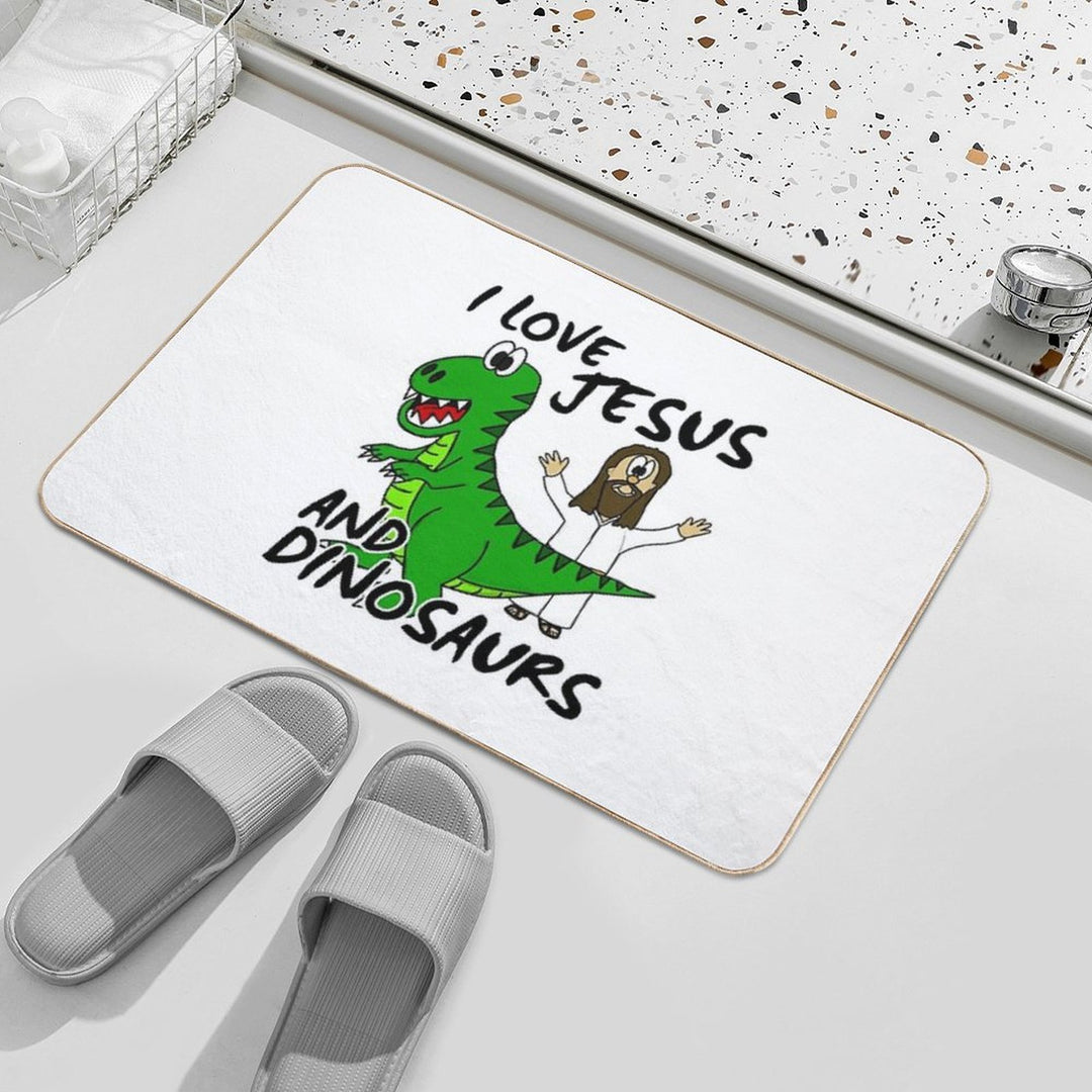 I Love Jesus And Dinosaurs Church Humor  Rapid-Drying Bath Mat