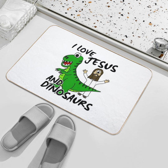 I Love Jesus And Dinosaurs Church Humor  Rapid-Drying Bath Mat