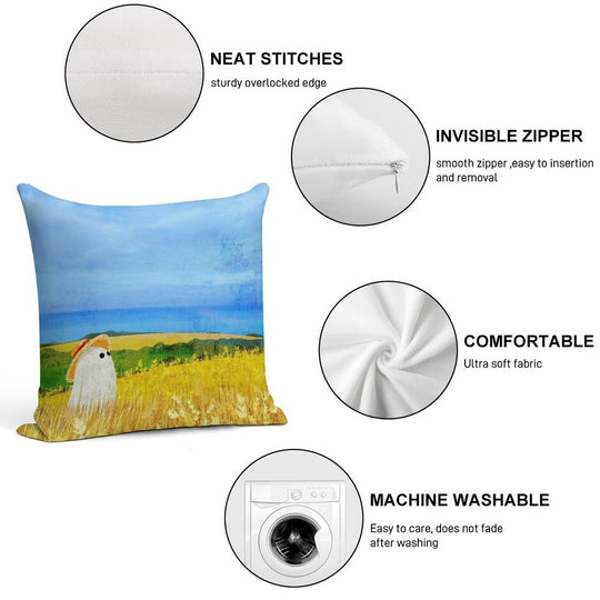 There's A Ghost in The Wheat Field Soft Ultra-Soft Texture Throw Pillow