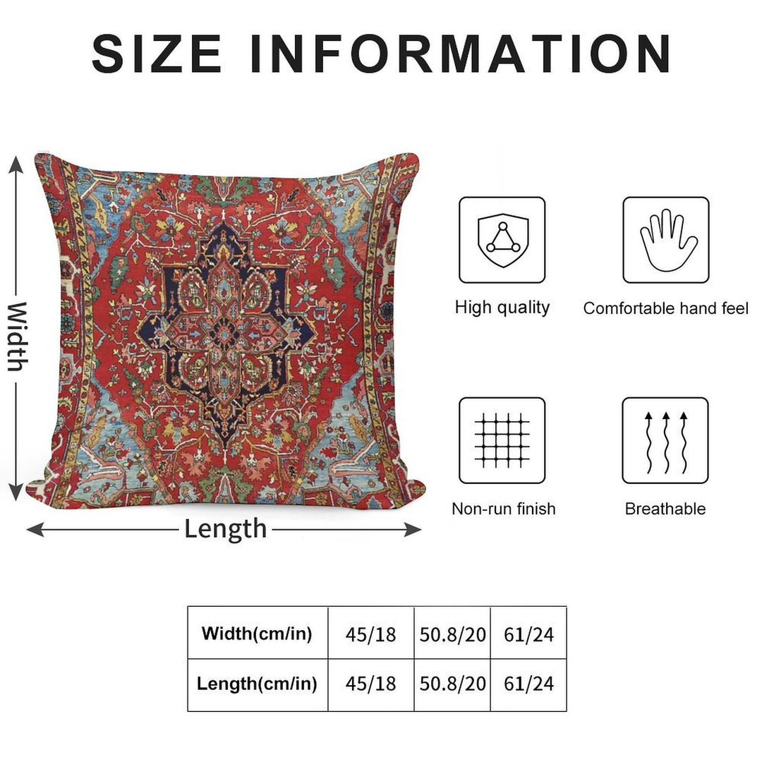 Heriz Persian Carpet Print Soft Hidden Zipper Throw Pillow