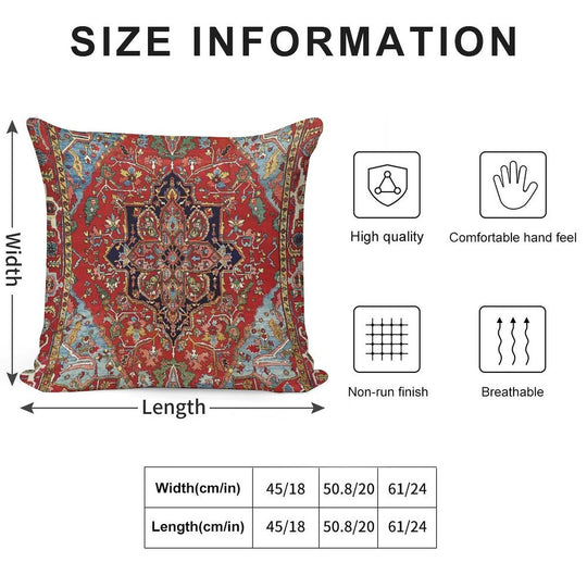 Heriz Persian Carpet Print Soft Hidden Zipper Throw Pillow