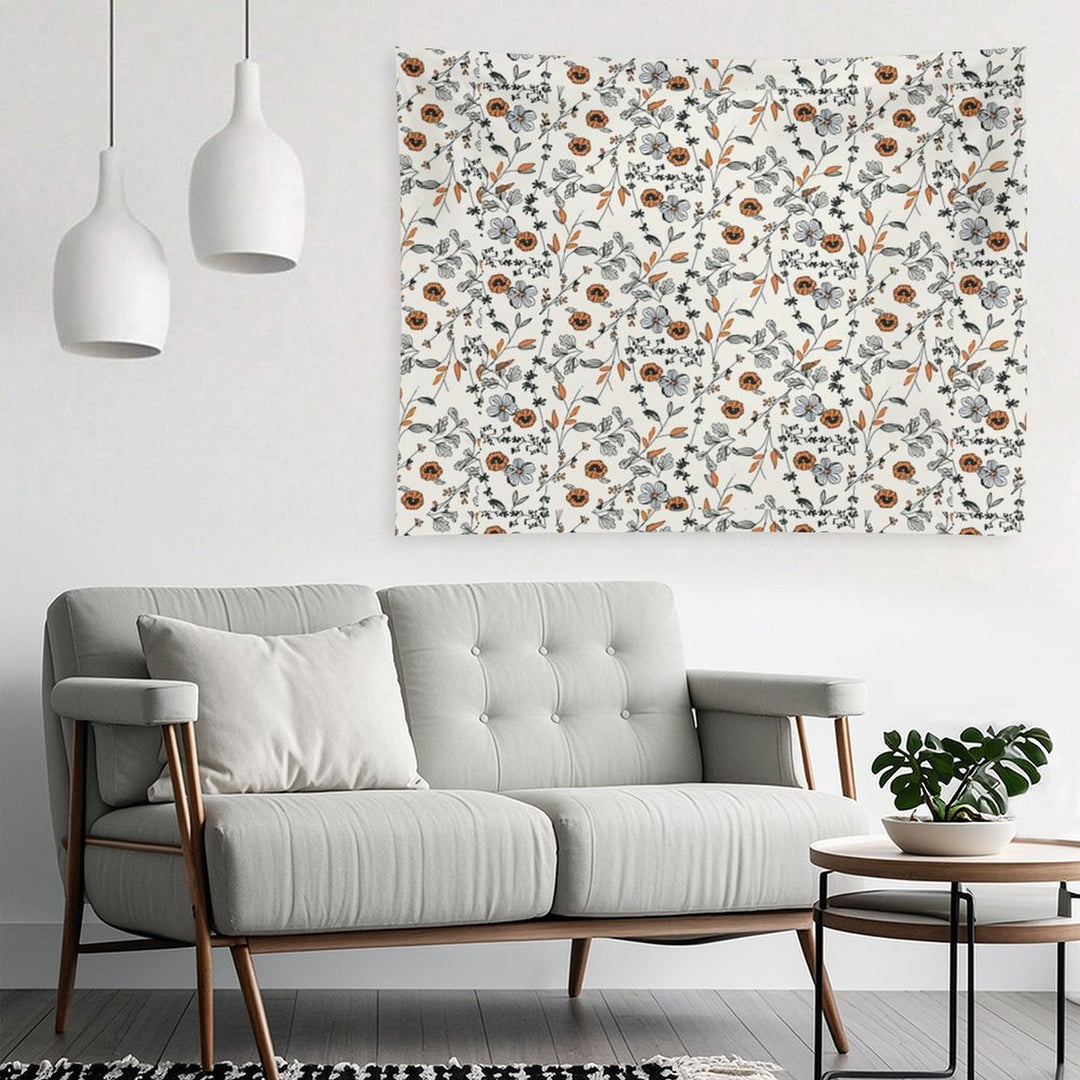 Orange Flower Pattern Tapestry