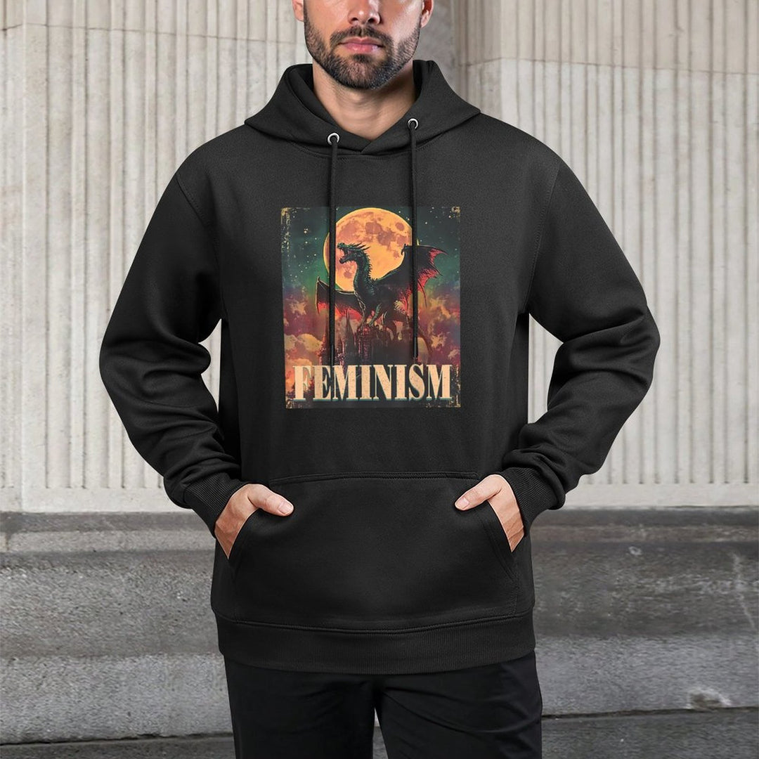 Feminism Dragon Fantasy Adjustable Hood Hoodie