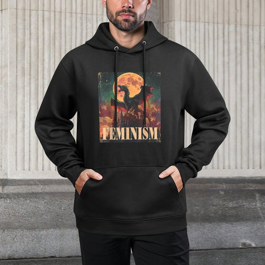 Feminism Dragon Fantasy Adjustable Hood Hoodie