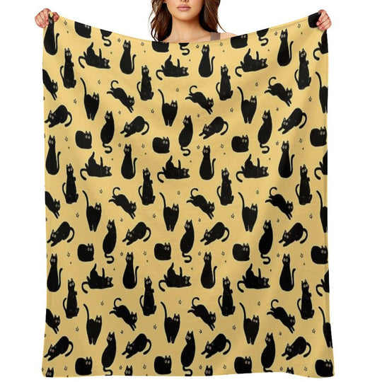 Black Cat Pattern Easy Care Throw Blanket