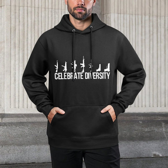 Gun Shirt, Celebrate Diversity Gun Owner - Men&#39;s Black Classic Fit Crew Neck - Small Shrink-Resistant Hoodie