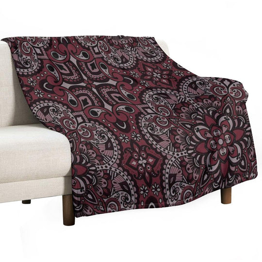 Floral Mandala Repeat Pattern - Dark Pink Premium Throw Blanket