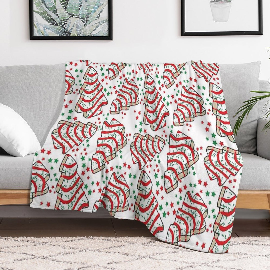 Christmas Tree Snack Cakes Shrink-resistant Throw Blanket