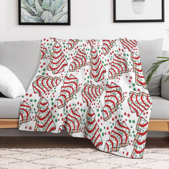 Christmas Tree Snack Cakes Shrink-resistant Throw Blanket