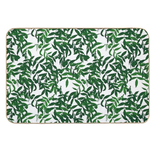 Hickory Haven - White & Green  Absorbent Bath Mat