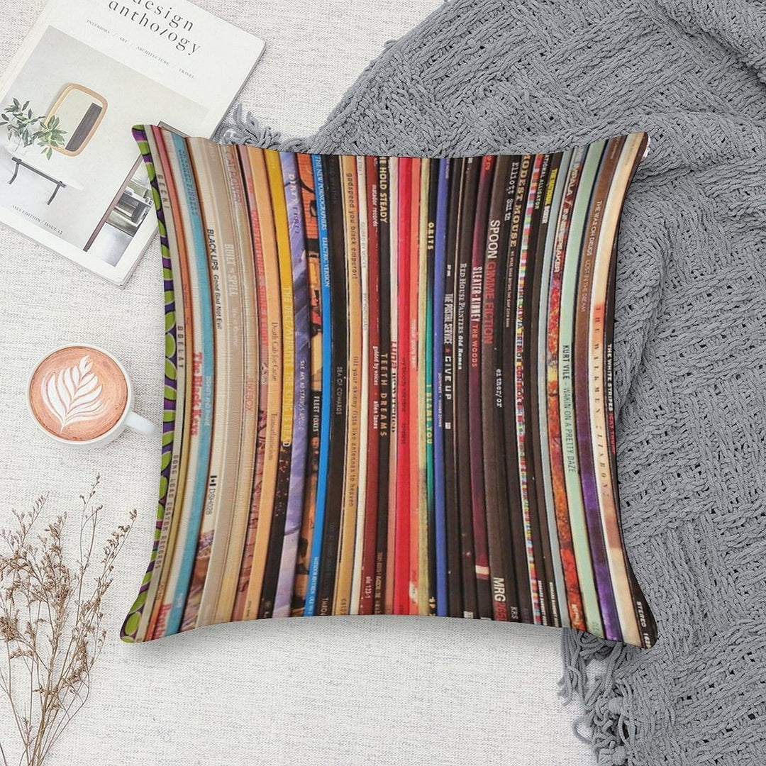 Indie Rock Vinyl Records Soft Durable Construction Throw Pillow