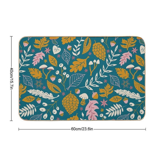 Fall Foliage in Gold + Blue  Multi-Purpose Bath Mat