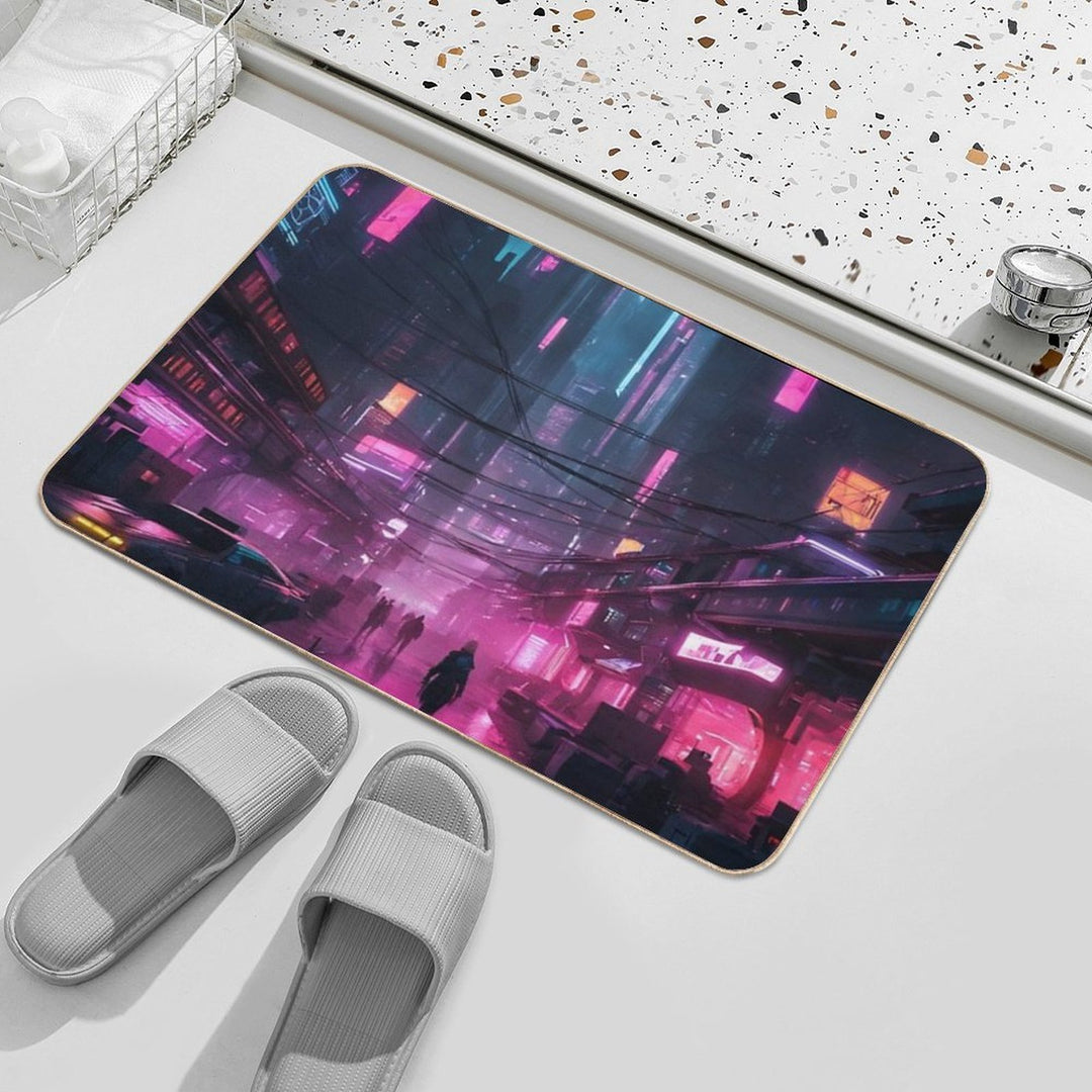 Cyberpunk Night City Art #1  Long-Lasting Bath Mat