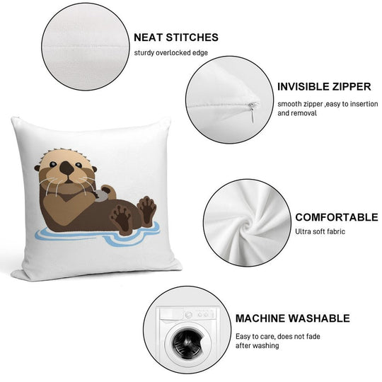 Otter Emoji Soft Decorative Cover Throw Pillow